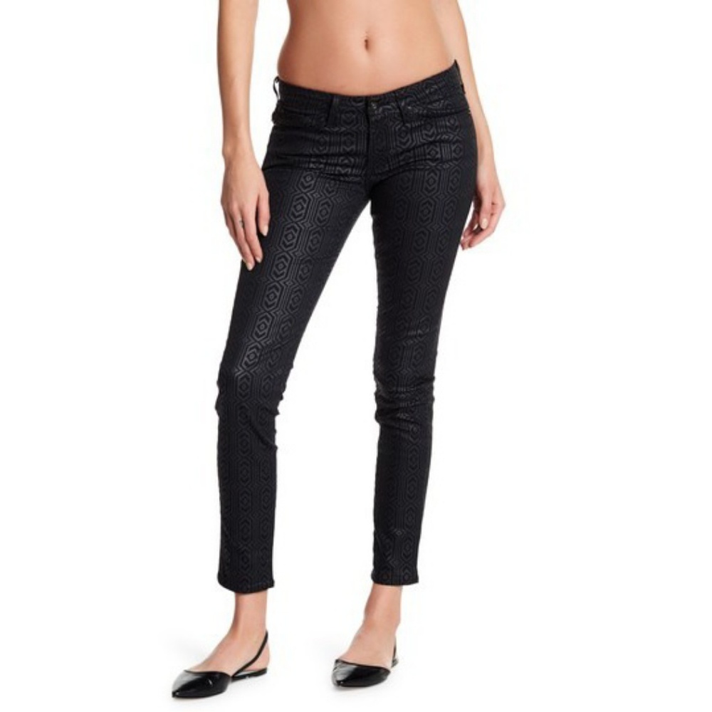NEW Big Star Alex Coated Skinny Jeans Black Geometric Aztec Print Size 27 (4)